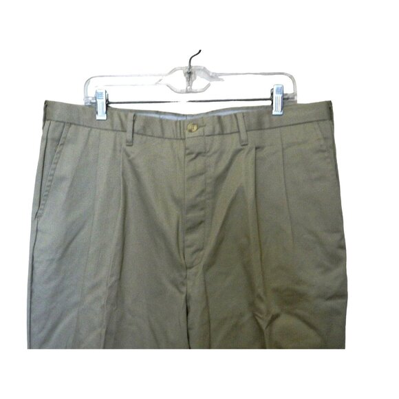 Edwards Slacks 38 Khaki Tan Wrinkle Resistant Pleated Unhemmed 100% Cotton NEW - Picture 3 of 8